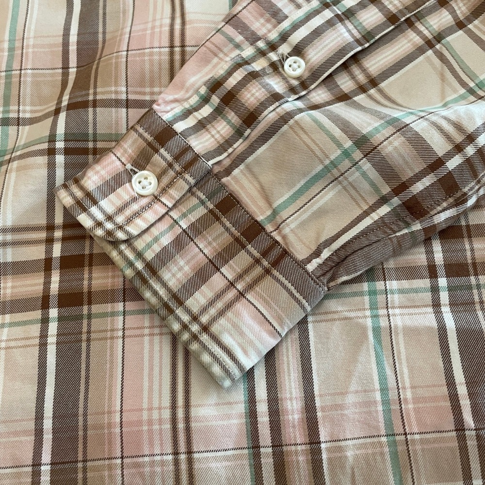 Ralph Lauren Mens Classic Fit Plaid Button Down Shirt Brown Pink Green - Picture 5 of 10